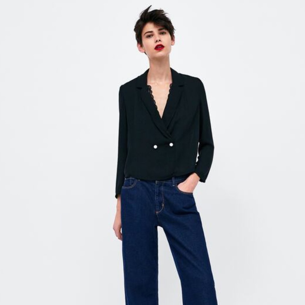 Zara basics black dress up top